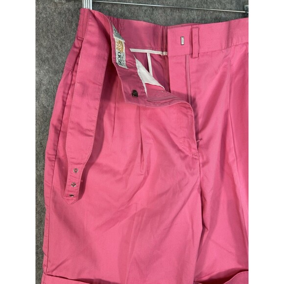 Vintage Izod Club Women's Pink Pleated High Waist Belted Shorts Size 10 - Picture 7 of 12